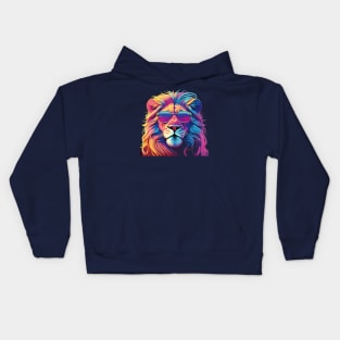 Vibrant Lion: A Psychedelic Pop Art Masterpiece Kids Hoodie